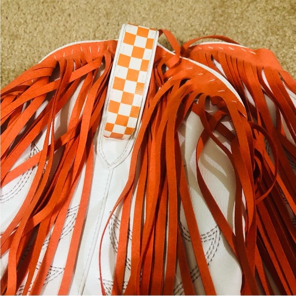 White and Orange TN Fringe Cowboy Boots - Picture 5 of 7